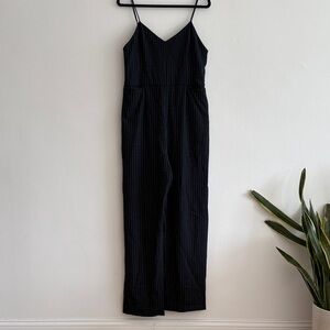 Anthropologie Black Pinstripe Jumpsuit